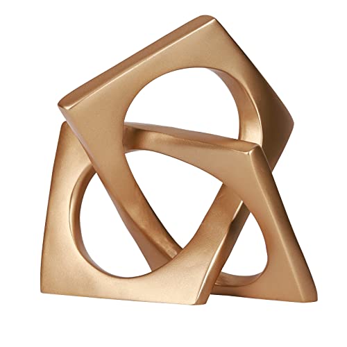 Modern Geometric Cube Decorations - Gold Knot Statues for Home, Bookcase, Tabletop, Console, Entryway & Dining Table Centerpieces - color: Gold