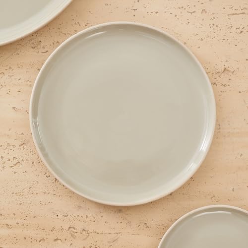 Bico Reactive Glaze Light Grey 7 inch Salad Plates Set, Set of 4, Microwave and Dishwasher Safe, for Salad, Appetizer, Side Dishes, Tapas