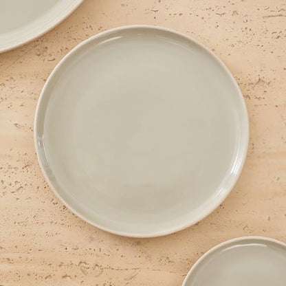 Bico Reactive Glaze Light Grey 7 inch Salad Plates Set, Set of 4, Microwave and Dishwasher Safe, for Salad, Appetizer, Side Dishes, Tapas