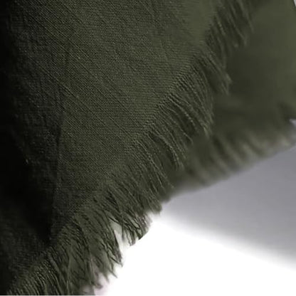 Handmade Cloth Napkins 100% Cotton Napkins with Fringe，Delicate Handmade Cloth Napkins for Dinners, Parties, Weddings and More，18 x 18 Inch Set of 4 - Olive Green - color: Olive Green