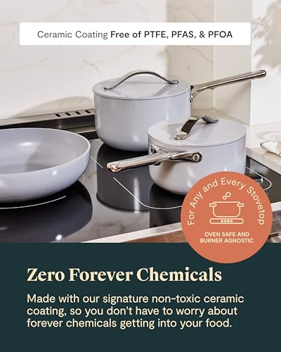 Caraway 16-Piece Deluxe Non-Stick Ceramic Cookware Set | Pots, Frying Pans, Lids and Kitchen Storage, PFAS and PFOA Free, Oven Safe Pan Set and Compatible with All Stovetops, Navy - size: 16pc Set