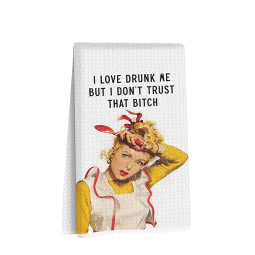 Funny Kitchen Towels, Funny Sassy Lady Joked Themed Absorbent Dish Towels | Retro Sassy Lady Hand Towels for Kitchen Bathroom Decor, Housewarming Gifts for Women Grandma 24x14 Inch - color: Multi 1579