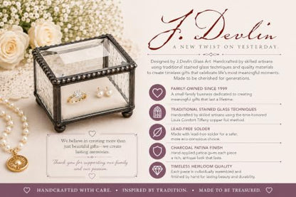 J Devlin Clear Glass Ring Box Small Keepsake Trinket Box Beveled Lid | Small clear glass ring box with beveled lid for rings earrings charms and treasured keepsakes - color: Clear