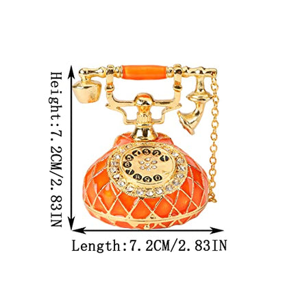 QIFU Hand Painted Orange Telephone Figurine Trinket Box Hinged Unique Gift for Family - color: T3 Orange