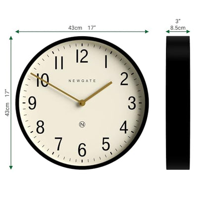 NEWGATE® Universal wall Clock | Large Metal Modern Classic Clock | 17" | Deep case in matt Black | Arabic Numbers | Mid-Century Style for Kitchen, Living Room or Office - style: Arabic