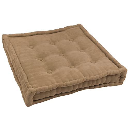 Blazing Needles Button-Tufted Microsuede Square Floor Pillow, 25", Java - color: Java