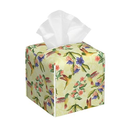 Hummingbirds and Flowers Tissue Box Cover Leather Tissue Box Holder Square Facial Paper Case Organizer Dispenser for Bathroom Vanity Countertop Tabletop Car Office - color: Color18