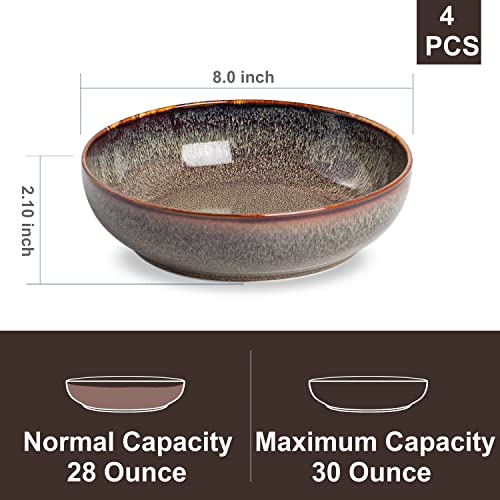 30oz Ceramic bowls set of 4-8" serving bowls for Kitchen,Pasta,Salad-Dishwasher & Microwave Safe Perfect for Housewarming, Thanksgiving, Christmas-Caramel Brown - color: Caramel Brown