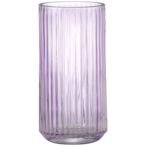 Ribbed Glass Vase,Flower Vase for Bouquet, Purple Glass Vases for Flowers, Modern Vases for Living Room, Bathroom, Dining Table, Office, Wedding, Centerpieces, 8 Inches - color: Purple, size: Medium
