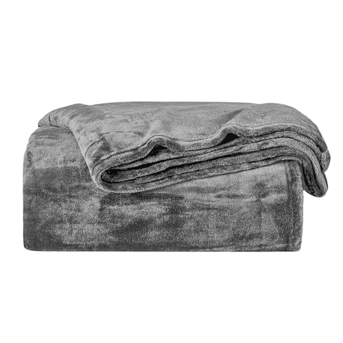 BOURINA Flannel Throw Blanket Fleece Throw Outdoor Blanket,Grey 50x60inch | This fleece throw blanket feel soft.Double-sided fluffy texture provides comfort for relaxing on the couch, bed, or sofa. - color: Grey, size: 50"x60"
