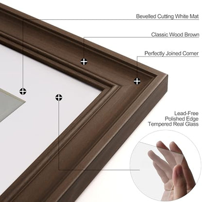 Yaetm 4x6 Picture Frame Set of 4, 1.4” Wide Molding & Brown Wood Grain Photo Frames with HD Tempered Glass, for Table Top & Wall Mounting (4 pack, Brown Wood Grain) - color: Wood Brown, size: 4x6, 4 pack