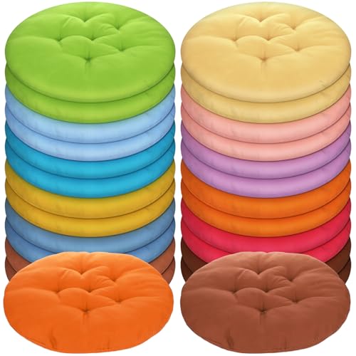 Tinideya 24 Pcs Round Floor Cushions Floor Pillows Meditation Seat Pillows Flexible Seating for Adults Kids, Chair Cushions for Classroom, Nursery, Living Room, Yoga(Medium 15.7 Inch,Colorful) - color: Colorful, size: Medium 15.7 Inch