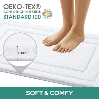 HOMEIDEAS Bathroom Rugs Sets 2 Piece, Super Soft and Absorbent Non Slip Microfiber Machine Washable Bath Mat Set (20" x 32" + 16" x 24", White) - color: Loop- White, size: 1'4" x 2'8" (16"x24"+20"x32")