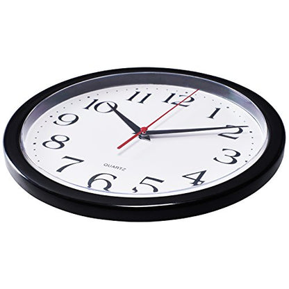 Bernhard Products Black Wall Clocks, 2 Pack Silent Non Ticking 10 Inch Quality Quartz Battery Operated Round Easy to Read Home/Office/School Clock - color: Black, size: 10 Inch - 2 Clocks