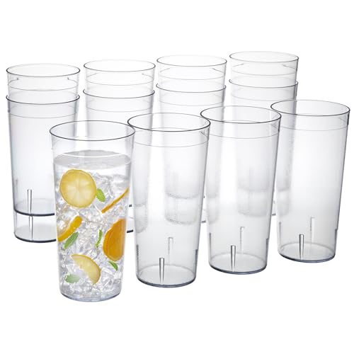 US Acrylic Cafe Plastic Reusable Tumblers, Clear, 32-Ounce, Set of 12 | Iced-Tea Cups, Restaurant Style, Stackable, BPA-Free, Made in USA - color: Clear, size: 32 ounces