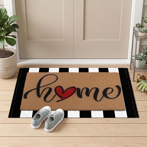 Arttown Welcome Front Coir Rug Door Mats Combo Set 17"x30"+24"x36" Stripes Welcome - color: Home