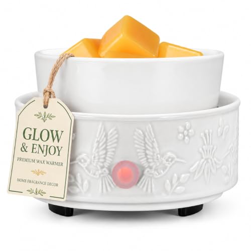 Wax Melt Warmer for Scented Wax,Ceramic Wax Warmer Fragrances Candle Oils | Home Fragrance Wax Burner,True White Electric Candle Warmer as Gifts for Mom Women(Hummingbird) - color: White Hummingbird