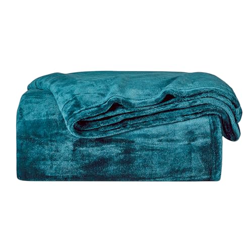 BOURINA Flannel Throw Blanket Fleece Throw Outdoor Blanket,Teal 50x60inch | This fleece throw blanket feel soft.Double-sided fluffy texture provides comfort for relaxing on the couch, bed, or sofa. - color: Teal, size: 50"x60"
