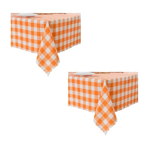 MANGATA CASA 2Pcs Orange Gingham Table Cloth for Rectangle Tables-Checkered Waterproof Kitchen & Table Linens-Polyester Buffalo Plaid Wrinkle Free Table Cover(Pumpkin Yellow 60x72in) - color: Pumpkin Yellow, size: 60x72inch/2 pack