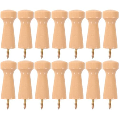 Abaodam 20pcs Wooden Peg Hooks with Screws for Wall Mounting, Easy Installation and Safe Design, Rounded Bottom Wood and Metal Coat Hooks for Bathroom Towel Racks and Home Use