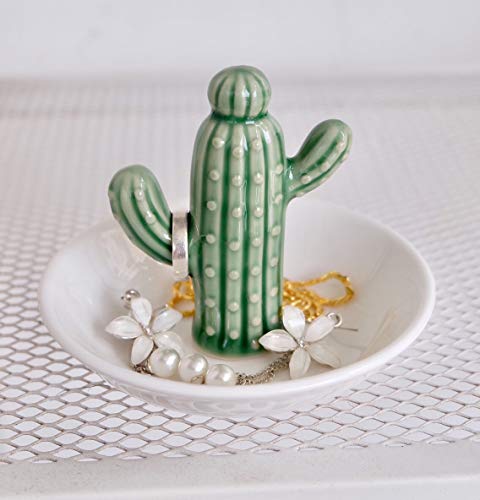 PUDDING CABIN Cactus Gifts for Women Christmas, Cactus Ring Holder Dish, Birthday Gifts for Women Thanksgiving Xmas Valentine's Day, Decorative Cactus Decor, Home Decor - style: Cactus Green
