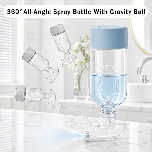 360° Glass Spray Bottles 16 oz for Hair Cleaning with Silicone Sleeve | 2 Pack Amber Refillable Containers with Adjustable Spray Nozzles, Empty Spray Bottles for Plant, Clear
