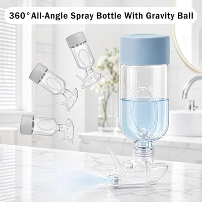 360° Glass Spray Bottles 16 oz for Hair Cleaning with Silicone Sleeve | 2 Pack Amber Refillable Containers with Adjustable Spray Nozzles, Empty Spray Bottles for Plant, Clear