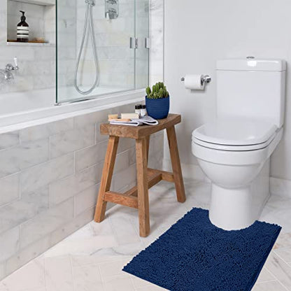 Bathroom Rugs Sets 2 Piece, Luxury Chenille Bath Mat Set, Soft Plush Anti-Slip Bath Rug + U-Shaped Toilet Mat. Microfiber Shaggy Carpet, Super Absorbent (24” x 36” & 20” x 24” U, Blue) - color: Blue, size: 2 Piece Set - Large