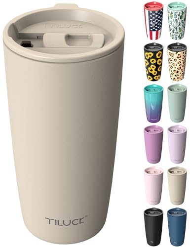 TILUCK 20 oz Insulated Coffee Tumbler with BPA-Free Lid | Travel Coffee Mug, Dishwasher Safe, Cup Holder Friendly, Double-Wall Vacuum Insulation for Hot & Cold Drinks,Matte MistyGray - color: Matte MistyGray, size: 20 Ounces