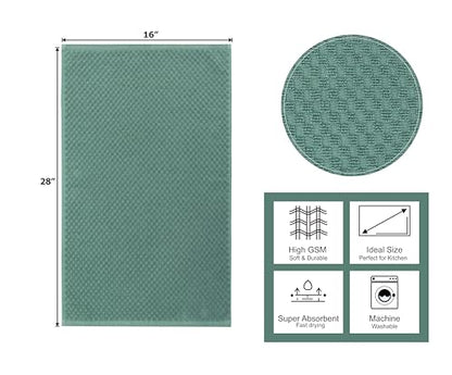 COTTON CRAFT Amazing Kitchen Towel - 12 Pack 100% Cotton Waffle Terry Towel | Seafoam 16x28 inch Euro Café Waffle Weave Dish Towels - Soft Absorbent Quick Dry Low Lint Reusable Pantry Bar Cleaning Cloth - color: Seafoam, size: 12 Pack