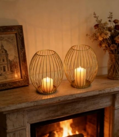 Metal Columnar Candlesticks Iron Lantern Decorations