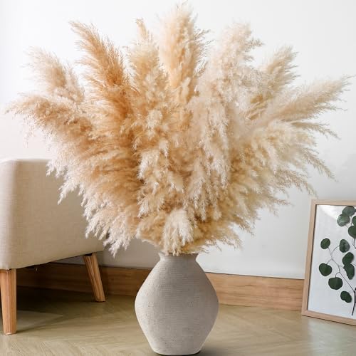 10 PCS 40" Tall Pampas Grass Stems in Natural Beige, Add a Boho Touch to Your Space—Pompas Grass Ideal for Floral Arrangements, Floor Vases, Weddings, and Creating a Bohemian Ambiance at Home. - size: 40inch-10PCS