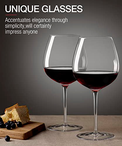 OJA Wine Glasses Set, Crystal Red Hand Blown Wine Glass, Set of 4,23.5 oz | Large, Burgundy, Ultra-thin, Light for Wine Tasting, Perfect Gifts, Valentine's Day, Anniversary, Birthday - style: Set of 4-23.5oz