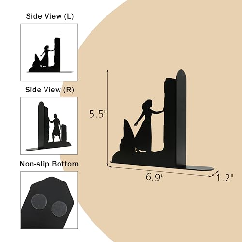 Couple Decorative Bookends Metal Magic Book Ends for Shelves | Bookshelf Decorative Objects Home Office Desk Bookshelf Decor