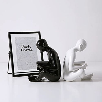 Desktop Ornaments 2 Pieces of Figure Sculptures Set Ceramic Material Bookends Home Decorations Small Ornaments Home Desk Decorations Handicrafts Desktop Decor