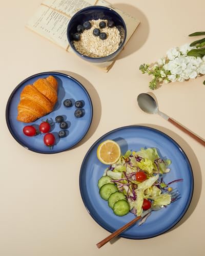Stoneware Dinnerware Sets, Ceramic Plates and Bowls Set, Microwave & Dishwasher Safe Kitchen Dish Set, Modern Dinner Plates | Salad Plate | Cereal Bowls for 4, Dishware Sets Blue - color: Mist Blue, size: Set (12pcs)