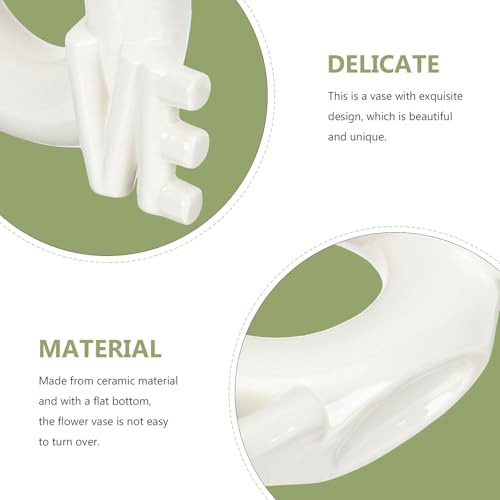 SOLUSTRE Love Shaped Ceramic Flower Vase for Valentine’s Day, Creative Dried Flower Arrangement Container, Glossy Donut Design Home Décor for Dining Table and Living Room