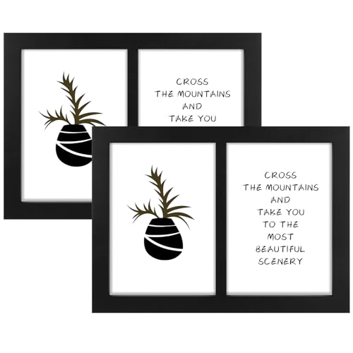 Golden State Art, 5x7 Double Picture Frame, Display Two 5x7 Photos(Black) | Solid Wood- Real Glass For Tabletop Or Wall Mounting (Black, 2 Pack) - color: Black, size: 2 Openings 5x7 (2 Pack)