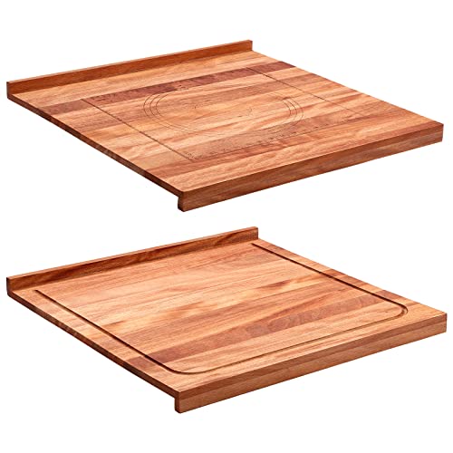 Vesici Walnut Pastry Board with Lip for Rolling Dough 24" x 22.8" x 1.5" Large Wooden Cutting Chopping Kneading Board with Engraved Measurements for Counter Tabletop Kitchen - size: 24.4"L x 23"W