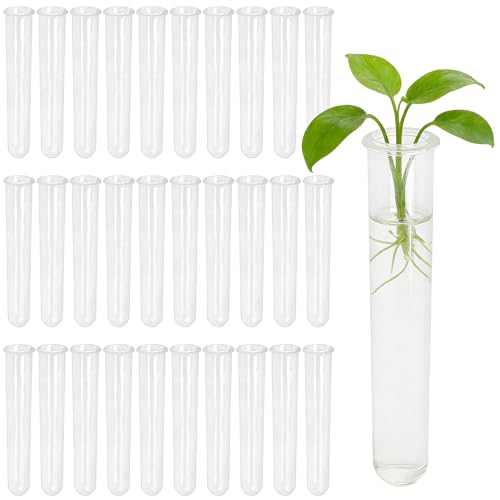 SINJEUN 30 PCS Plant Propagation Tubes, 20 ml Clear Plastic Test Tubes for Plants Flowers Home Office Decorations (4.7 inches Height)