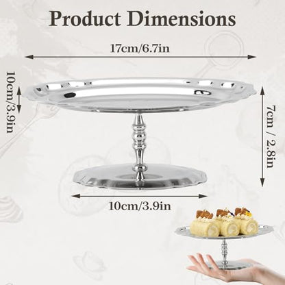 Footed Serving Tray Stainless Steel Dessert Display Platter | Stainless Steel Tray for Fruits Snacks Cupcakes and Appetizers, Decorative Oval Footed Display Plate for Parties Home Decor