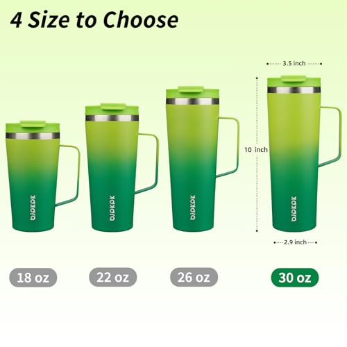 BJPKPK 30oz Insulated Tumbler with Handle, Lid & Straw, Stainless Steel | Double Wall Vacuum Insulated Coffee Travel Mug - Keeps Cold & Hot, BPA Free, Cupholder Fit for Office, Gym & Travel - color: Bamboo Grove, size: 30 Ounces