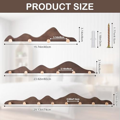 Starry Wood Coat Hooks Wall Mount Wooden Modern Decorative Wall Mount Coat Rack with 8 Gold Brass Hooks Heavy Duty Mounted Entryway Coat Rack for Hanging Coats Keys Hats Towels Bags Purse Walnut - size: 8 Hooks