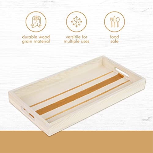 Wood Serving Tray Set with Handles - 5-Piece Nested Breakfast Trays for Food, Party Buffet, Organizing, and Montessori - Versatile Wooden Trays for Serving, Catering, and Bathroom Use