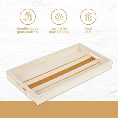 Wood Serving Tray Set with Handles - 5-Piece Nested Breakfast Trays for Food, Party Buffet, Organizing, and Montessori - Versatile Wooden Trays for Serving, Catering, and Bathroom Use