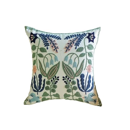 YIcabinet Pillow Covers Set of 2, Embroidered Branch Pattern Throw Pillow Cover,Square Cotton Cushion,Pillow Case for Sofa Bedroom Couch,18"x18" - color: Branch Pattern