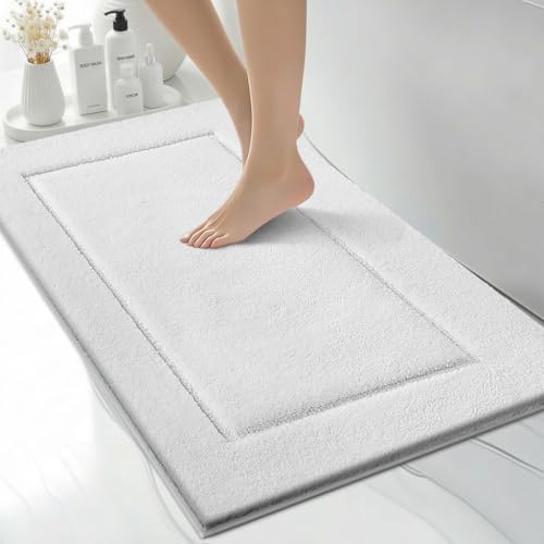 Extra Soft Bathroom Rug 24" x 36", Bath Mat, Throw Rug for Kitchen | Non Slip, Absorbent and Quick Drying, Absorbent, Washable Rug for Bathtub, sink, Shower, Bedroom, Laundry, Floor - color: White, size: 24" x 36"
