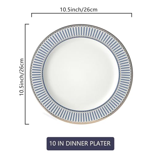 CwlwGO-10 Inch Bone China Salad Plates Sets of 4 Modern Elegant Round Dishes Dessert Plate Set Dinnerware Dish Serving Plates for Kitchen, Not Suitable for Microwave. - size: 10