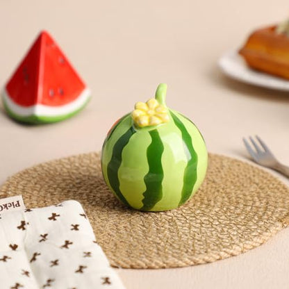 Ceramic Watermelon Shape Salt & Pepper Shakers Set, Hand-Painted Cactus Salt and Pepper Shakers, 2 PCS Set