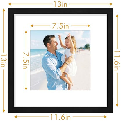 Vittanly Solid Wood 12x12 Picture Frames Set of 4, Black | 8x8 Picture Frame with Mat, Gallery Wall Frame Set, 12 x 12 Frame for Wall Hanging, Family, Pet, Christmas - color: Black, size: 12x12